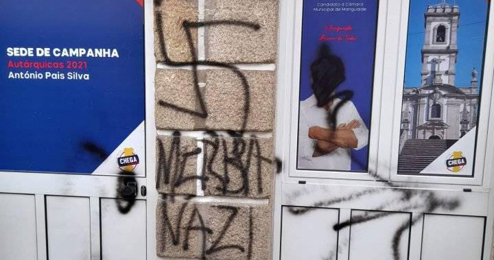  Autárquicas: sede do Chega em Mangualde vandalizada com desenho nazi - Jornal do Centro