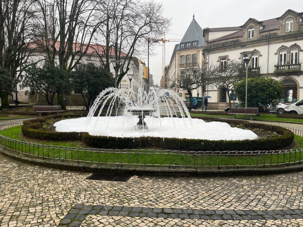  Fonte do Jardim Tomás Ribeiro a deitar espuma. Câmara condena vandalismo - Jornal do Centro
