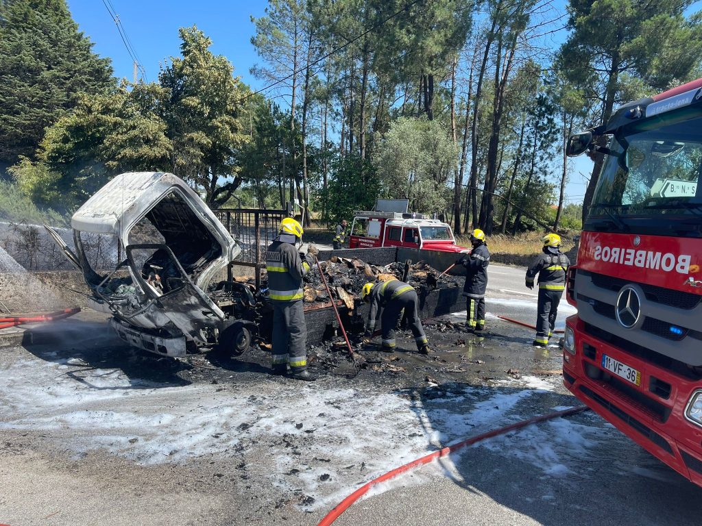  Carrinha cheia de cartão arde e chamas atingem zona de mato - Jornal do Centro