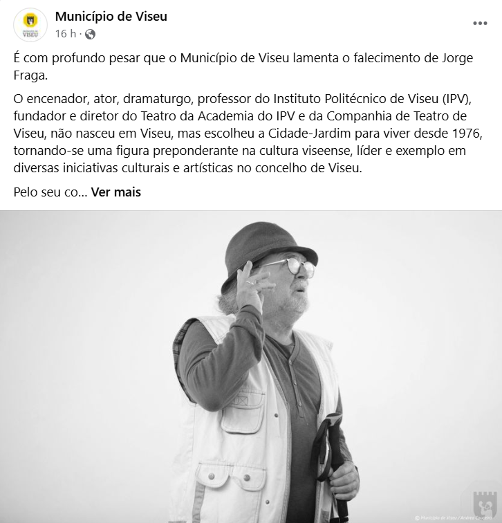  Morreu Jorge Fraga, nome grande do teatro - Jornal do Centro