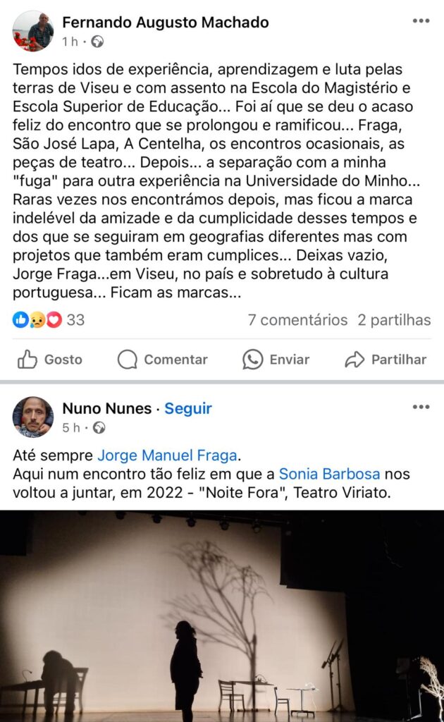  Morreu Jorge Fraga, nome grande do teatro - Jornal do Centro