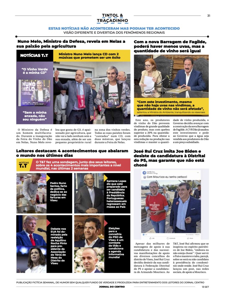  Tintol & Traçadinho: As notícias que não aconteceram, mas podiam ter acontecido - Jornal do Centro
