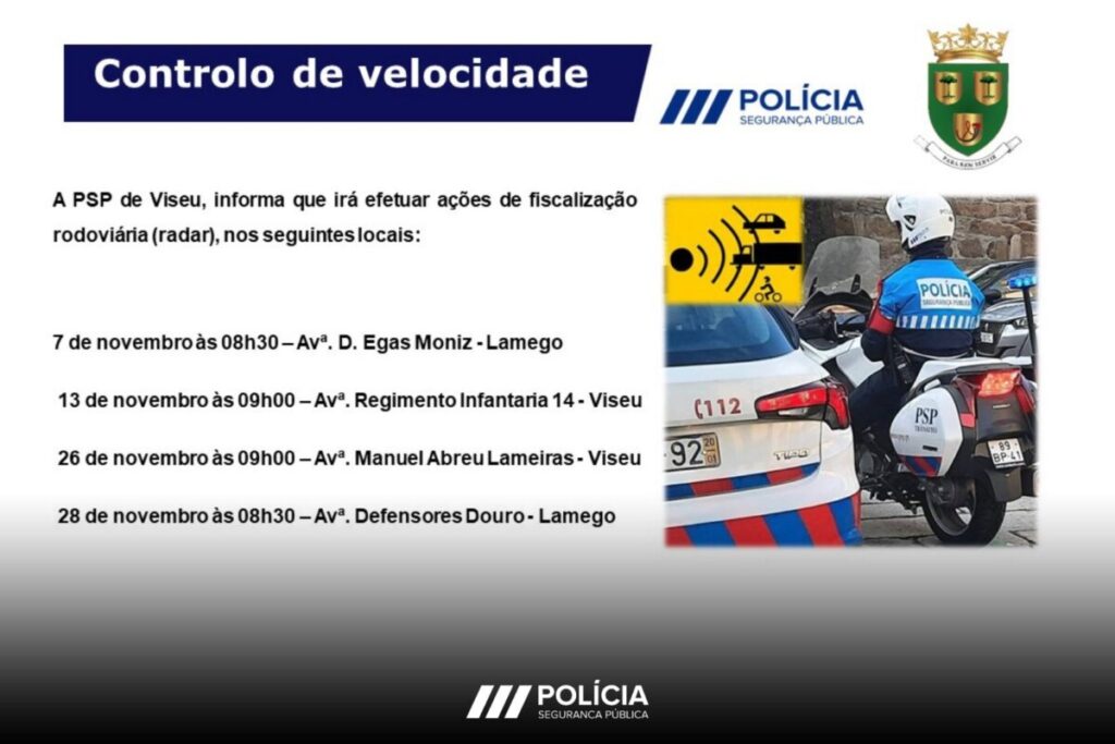  Saiba onde vão estar os radares da PSP neste mês de novembro - Jornal do Centro