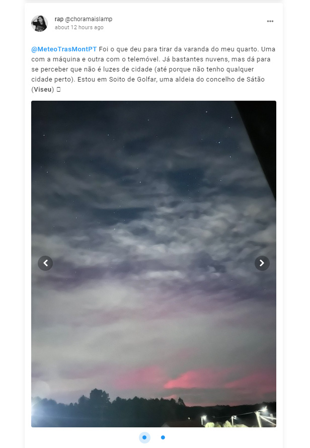  Aurora boreal vista na região de Viseu. Fenómeno registado nas redes sociais - Jornal do Centro