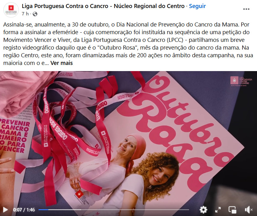  Instituições de Viseu assinalam Dia Nacional de Luta Contra o Cancro da Mama - Jornal do Centro