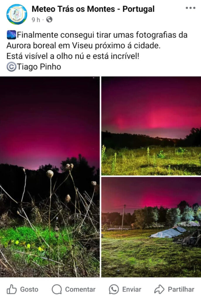  Aurora boreal vista na região de Viseu. Fenómeno registado nas redes sociais - Jornal do Centro