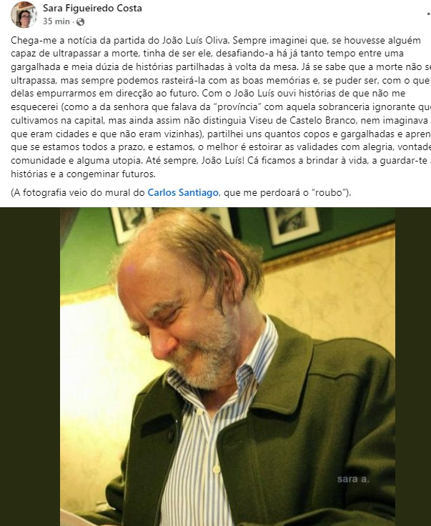  As reações à morte de João Luís Oliva - Jornal do Centro
