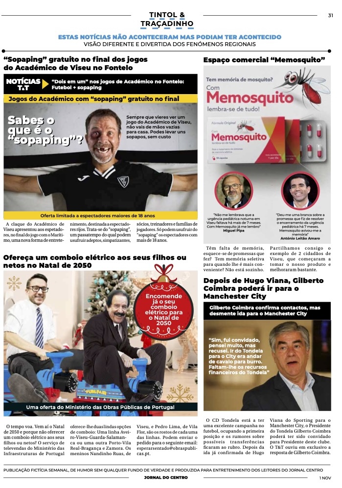  Estas notícias não aconteceram, mas podiam ter acontecido (suplemento de humor) - Jornal do Centro