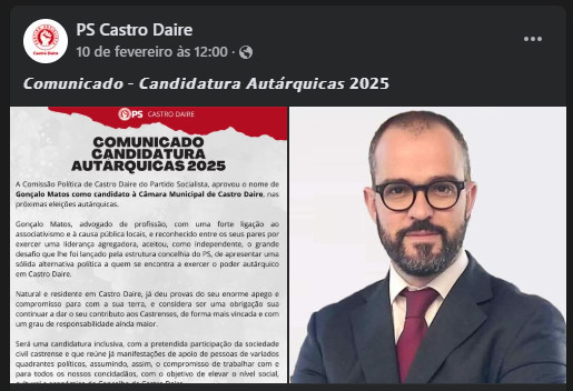  Gonçalo Matos candidata-se a Castro Daire “ao serviço do povo”
