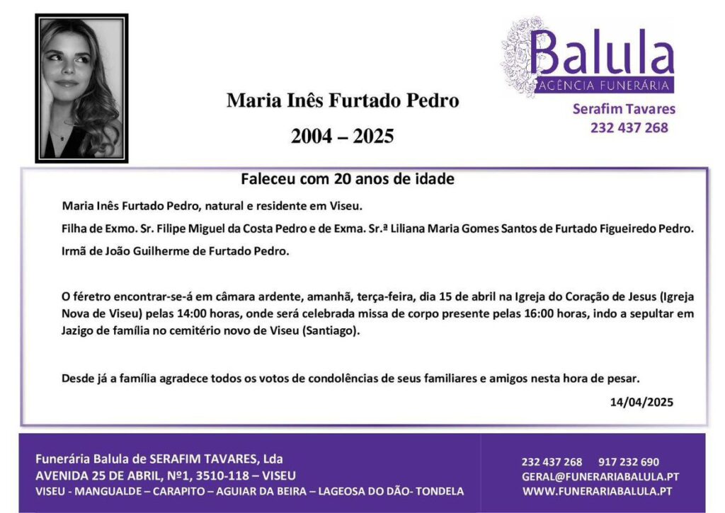  Funeral de jovem que morreu em acidente é esta terça-feira em Viseu - Jornal do Centro