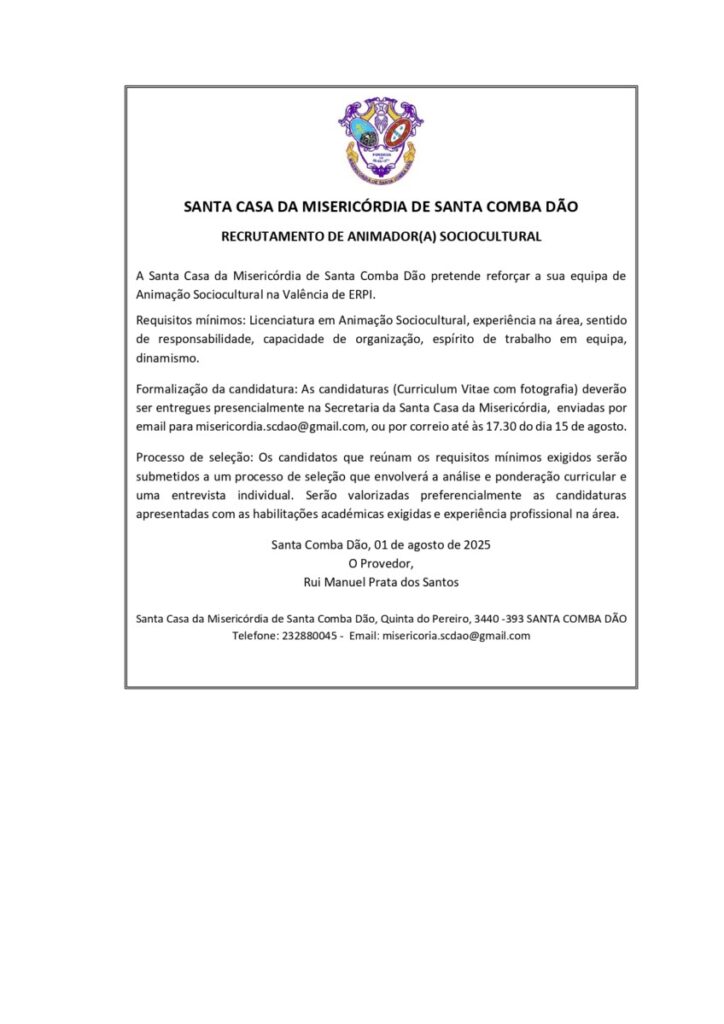  RECRUTAMENTO DE ANIMADOR(A) SOCIOCULTURAL - Jornal do Centro