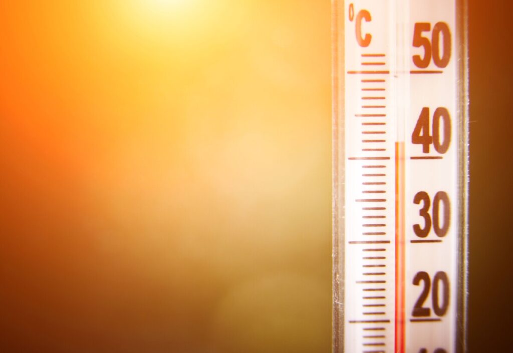 thermometer showing for high temperature