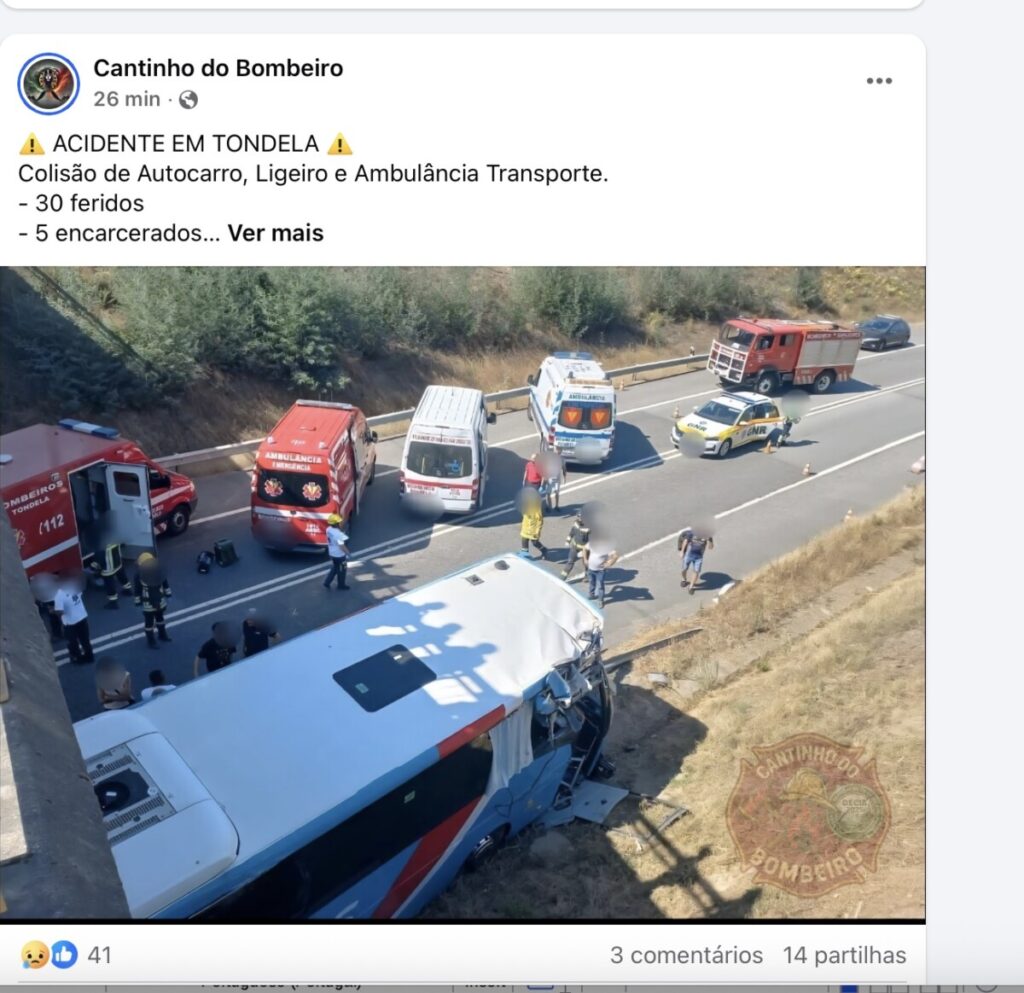  Colisão faz uma vítima mortal e 31 feridos no IP3. Acidente envolve autocarro, ambulância e viatura ligeira - Jornal do Centro