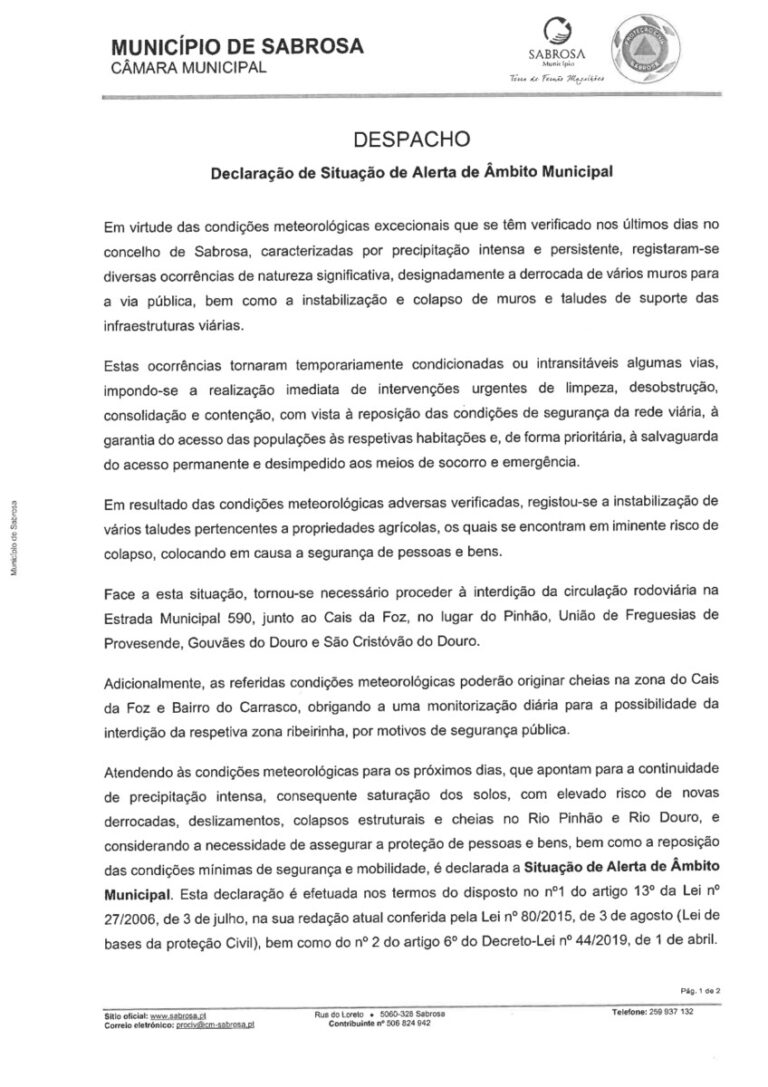 Despacho - Declaração de Situação de Alerta de Âmbito Municipal_page-0001